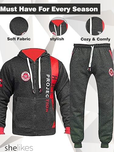 shelikes Mens Tracksuit Joggers Hoodie Sweatshirt Pants Track Suit Set Full Sleeves Hoodie Top Bottoms Joggers Jogging Gym Sports Set - Image 4