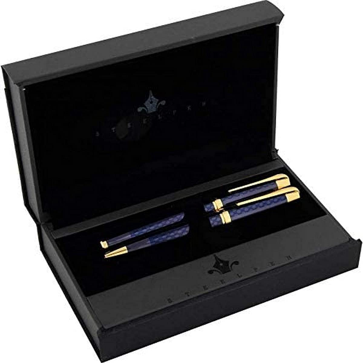 Steelpen Carens Serisi 266 Gold Mavi Dolma Kalem+Tükenmez Kalem