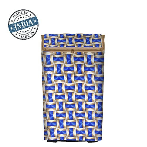 Image of Washing Machine Cover for Top Load 5kg to 7.5kg | Light Weight Dustproof Polyester Cover with Zip Enclosure | Pattern Fully Automatic Washer Protector Indoor Outdoor Use- Size 23x23x35 inch