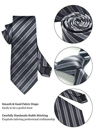 Image of Striped Plaid Polka Dot Mens Tie Formal Necktie Pocket Squares Ties Clips Cufflinks Classic for Men Set