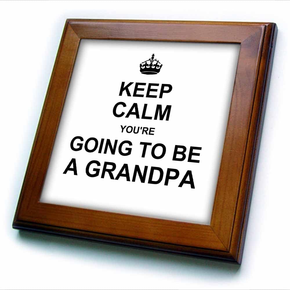 3dRose ft_194461_1 Keep Calm Youre Going to be a Grandpa Future Grandfather Text Gift Framed Tile, 8 by 8"