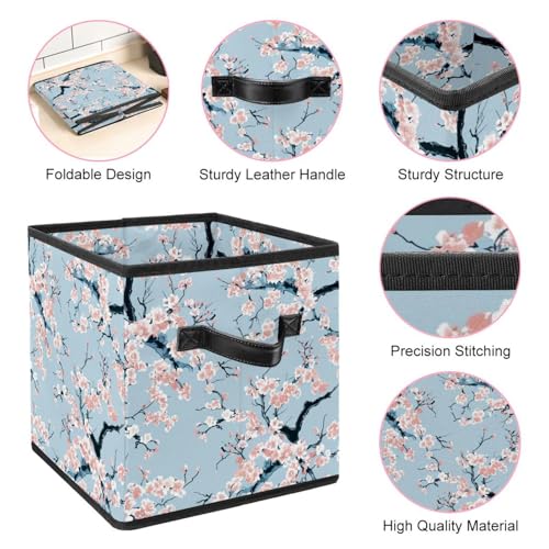 Boîte de rangement à fleurs roses cube en tissu de 28cm - 5