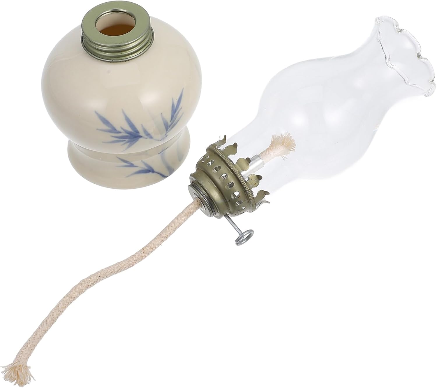 BESPORTBLE Vintage Glass Kerosene Oil Lamp Refillable Chamber Lantern for Indoor Outdoor Use Emergency Lighting with Paraffin Oil Compatibility Cozy Home Decor and Rustic Ambiance