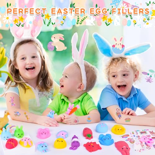image for LEEHUR 30Pcs Prefilled Easter Eggs with Animal Mochi Squishy Stress Re