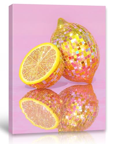 Namoset Pink Wall Art for Girls Room Lemon Picture Canvas Print Painting