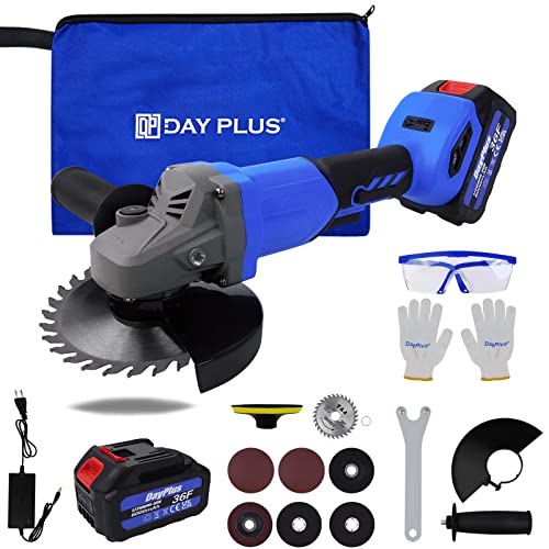 Brushless 4-1/2 Inch Angle Grinder Cordless Angle Grinder Tool With 6.0Ah Lithium-Ion Battery And Charger, 7.5-Amp 21V Electric Power Tools With Cutting Wheels, Flap Disc, For Cutting, Polishing #TOP4