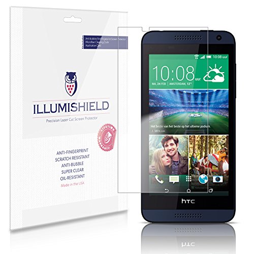 ILLUMISHIELD Screen Protector Compatible with HTC Desire 610 (3-Pack) Clear HD Shield Anti-Bubble and Anti-Fingerprint PET Film