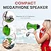 Pyle Compact Battery-Operated Megaphone with Siren - 30 Watt Power, Microphone, 2 Modes, PA Sound, Bullhorn, Foldable Handle for Cheerleading, Police Use (Green)