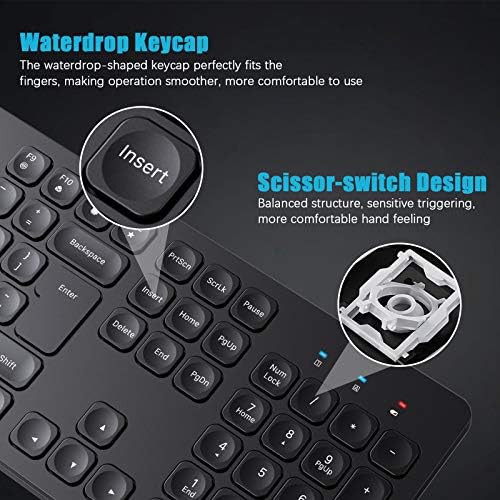Wireless Keyboard and Mouse, TedGem 2.4G PC Keyboard and Mouse, Laptop Keyboard and Mouse, Computer Keyboard and Mouse Set, 2-in-1 Ultra Slim Silent Cordless Keyboard and Mouse for PC/Windows/Smart TV