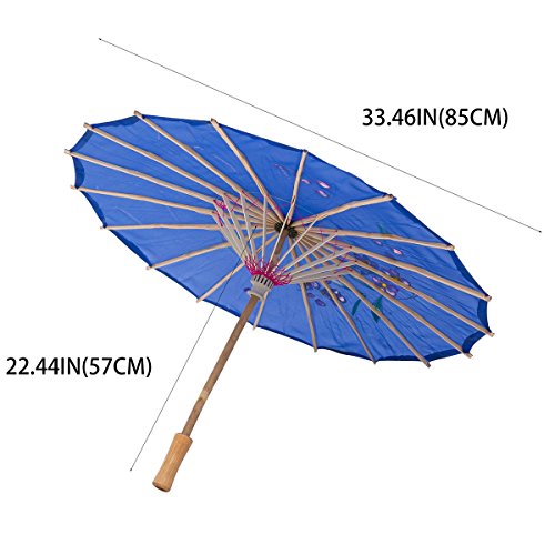 THY COLLECTIBLES 33" Japanese Chinese Umbrella Parasol For Wedding Parties, Photography, Costumes, Cosplay, Decoration And Other Events (Blue) - Thumbnail 3