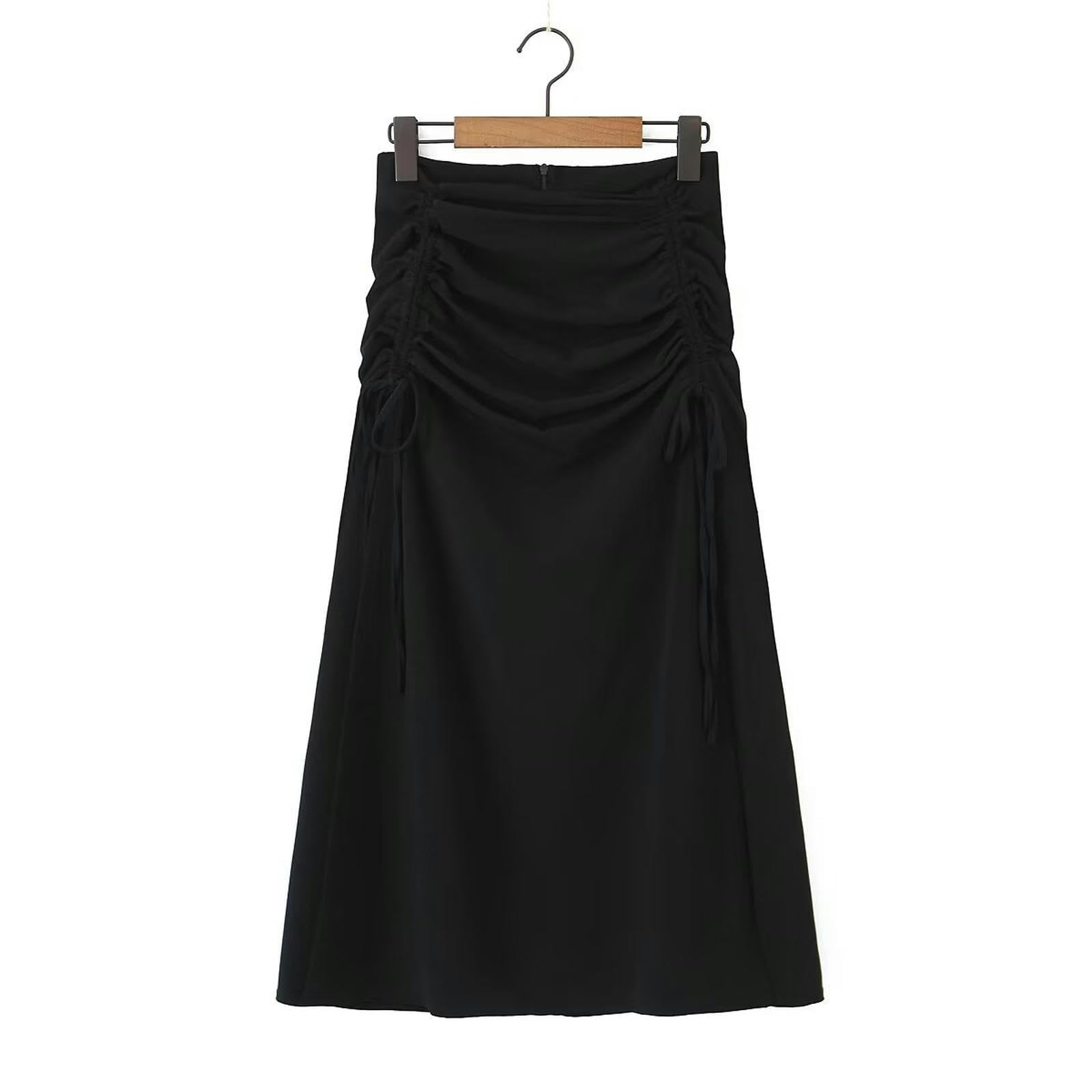 Jupe moulante taille haute fendue avec cordon ajustable pour galber la silhouette
