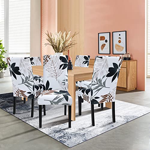 Laamei Maple Leaf Chair Covers For Dining Room Set Of 4, Stretch Kitchen Chair Covers Washable Parsons Chair Slipcover Removable Dining Chair Protectors For Hotel,Ceremony,Banquet #TOP5