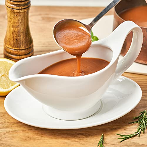 Gravy Boat with Saucer - 16oz Fine Porcelain Sauce & Salad Dressing Boat (White) - Image 4