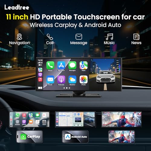 Image of Largest 11.5 inch Wireless CarPlay Screen for Car, A-pple CarPlay & Android Auto HD Touchscreen with 4K Dash Cam /1080P Backup Camera /Navigation /Bluetooth /Voice Control /FM /Mirror Link,for All Vehicles