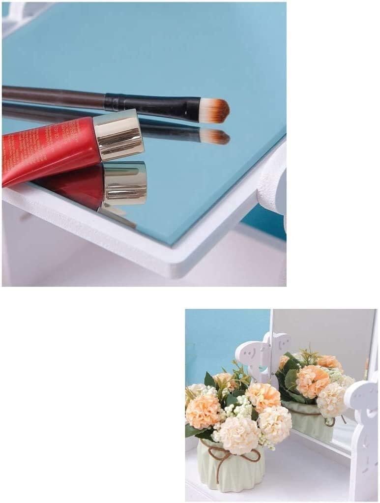 Mirrors Desktop Makeup Jewelry Box for Women， Girls， Organizer with Storage Drawer，Large 360° Rotating Vanity Tabletop (Color : C)