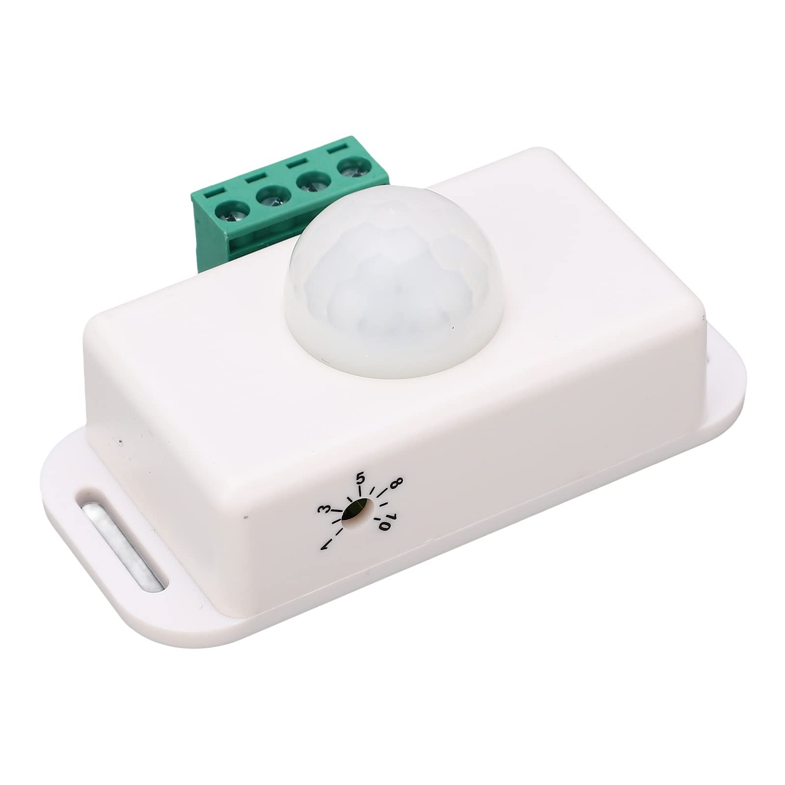 Ejoyous Interruptor de Detección del Cuerpo, Controlador de Sensor de Movimiento PIR ABS DC 12 V 24 V 6 A con Retardo Ajustable de 1 A 10 Minutos Alcance de 5 A 8 M para Armario, Pasillo, Gabinete,