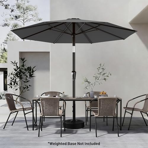 Image of AreShark 9 FT Patio Umbrella for Outdoor, Outdoor Table Umbrella with Push Button Tilt and Crank, Outdoor Patio Umbrellas with 8 Sturdy Ribs for Market, Garden, Pool (Gray)