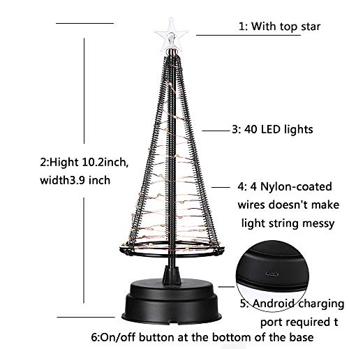 Honesty Mini Christmas Trees, Decorative Lights For Home/Decoration/Party/Wedding, 10Inch 40Led Usb Or Battery Powered, Warm White Mini Lamp, Light Tree, Inside Black S #TOP4