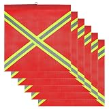 6 Stück Netzartige rote Warnflaggen 45 × 45 cm, mit Drahtösen, Wasserabweisend und Schnell Trocknend, Auffällige Reflektierende Streifen, Geeignet für Anhänger, LKW (Rot)
