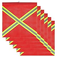 6 Stück Netzartige rote Warnflaggen 45 × 45 cm, mit Drahtösen, Wasserabweisend und Schnell Trocknend, Auffällige Reflektierende Streifen, Geeignet für Anhänger, LKW (Rot)