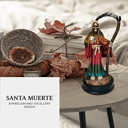Santa Muerte Statue 5 Inch, Grim Reaper Statue In Rainbow Robe, Reaper Figurine Of Holy Death #TOP2