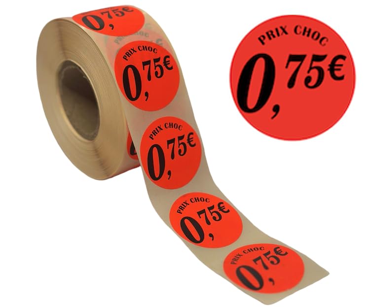 Stickers de Prix – Étiquettes Promotionnels Rondes – Plusieurs Montants Disponibles – Rouleaux de 1000 étiquettes – Ø 40 mm – Orange Vif - Sympa...