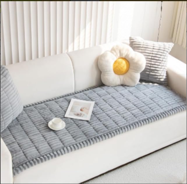 Capslpad Thick Sofa Covers, Non-Slip Universal Sofa Slipcovers 2 3 4 Seater, Soft Corduroy Couch Seat Cover Pet Bed Mat Chair Pads, Washable Cushion Furniture Protector for Living Room(Grey, 70x210cm)