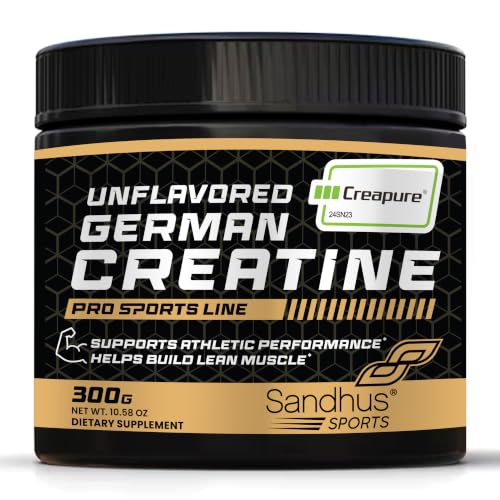 Sandhu's Creapure German Creatine Monohydrate Powder Supplements for Men & Women, Unflavored, 60 Servings (Pack of 1), 10.58 Oz, Sport Supplement Supports Lean Muscle Building