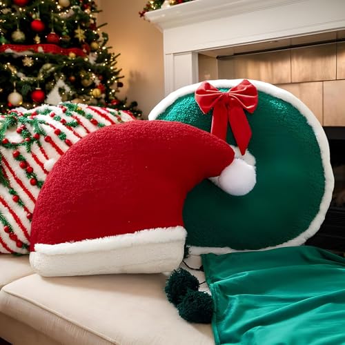 Coussin bonnet du Père Noël pour canapé et salon chaleureux