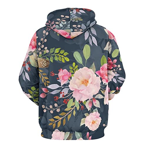 Pull à capuche aquarelle roses UMENG pour éviter le froid, sweat unisexe confortable taille S