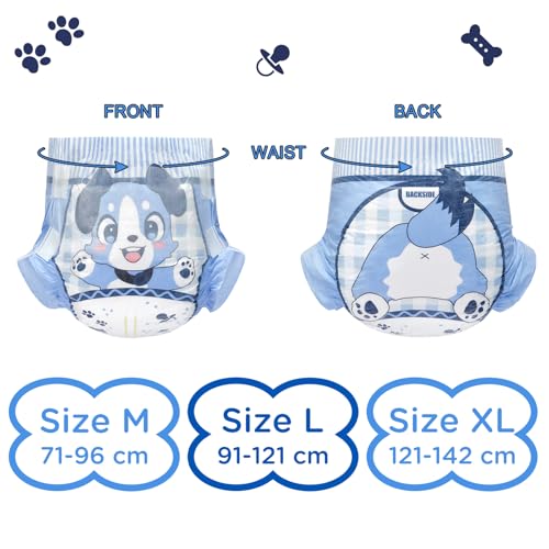 Miniatura 3 de Littleforbig Cierre De Gancho Y Bucle Ajustable Pañal Impreso Adultos Dorso De Tela 10 Piezas - Azul Pequeño Babyfur Large 91-121 Cm