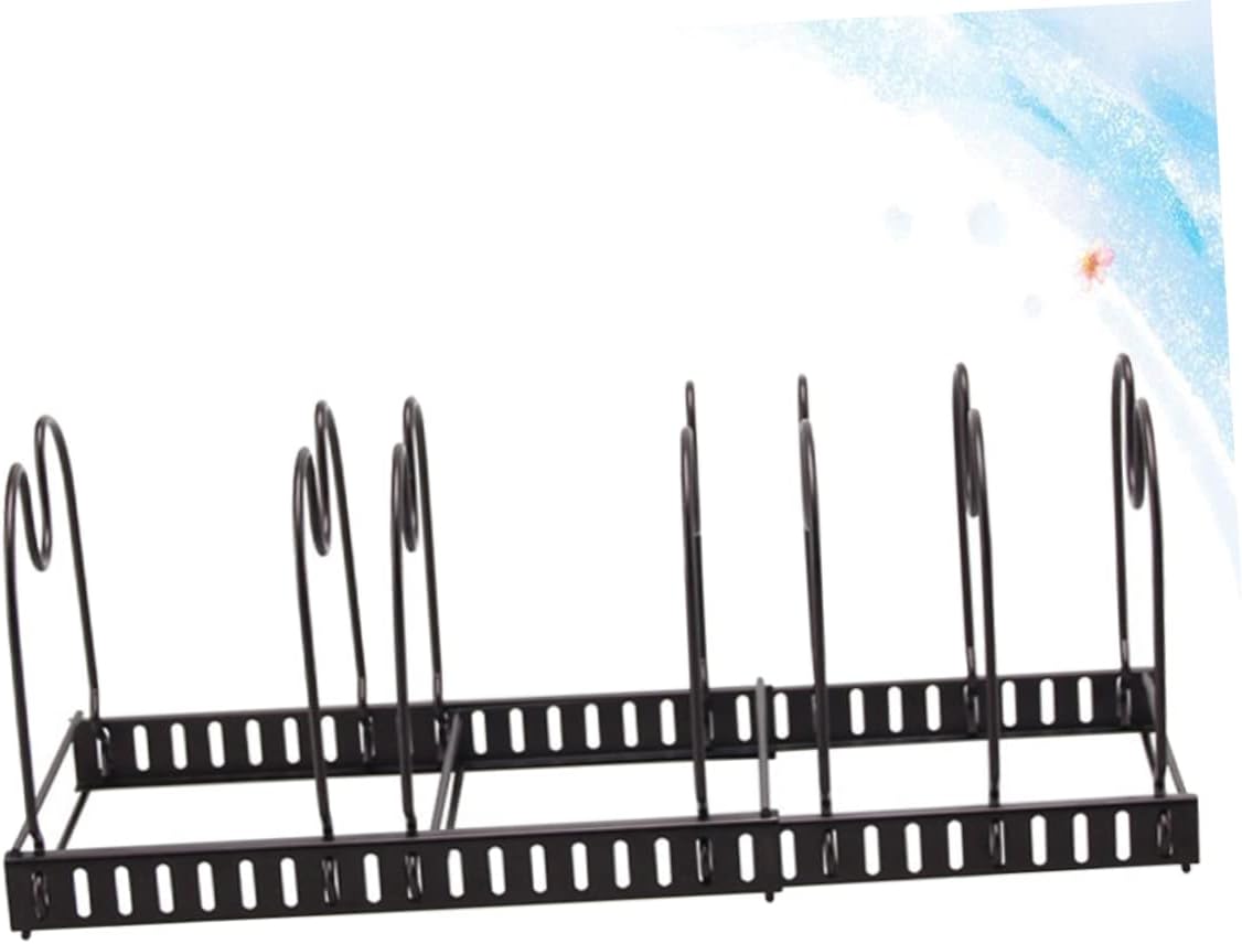 Expandable Pot Lid Organizer Multi-Functional Kitchen Storage Rack for Pots and Pans Iron Frame Adjustable Width for Home Organization Random Color