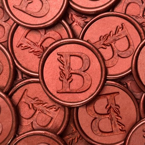 25Pcs Red Wax Seal Stickers Handmade Vintage Botanical Leaves Adhesive Letter Wax Stickers for Wedding Party Invitations, Envelope, Gift Wrap, Christmas(Initial B, Red)