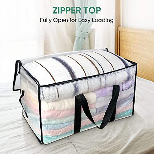 Image of BALEINE 2-Pack Oversized Moving Bags with Reinforced Handles, Heavy-Duty Storage Tote for Clothes, Moving Supplies (Clear, 2-Pack)