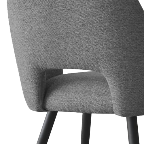 Image of Finch Fox Motel Luxurious Home Collection Upholstery Fabric Arm Dining Room Chairs in Dark Grey Color with Black Metal Powder Coated Legs (Set of 2)