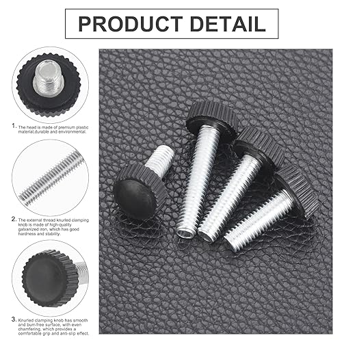OCR 195PCS 12 Size Thumb Screws Carbon Threaded Knurled Knob Mounting Screw Grip Knobs Handle Bolts Round Clamping Screws Hose Clips for Kinds of Stand and Machine(M4、M5、M6)