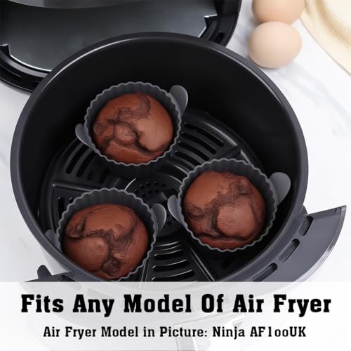 Image of Supvox 6PCS Reusable Silicone Baking Cups, Nonstick Muffin Cupcakes Mold with Double Handle, 3.5'' Cake Mould for Airfryer, Heat Resistant, Food Grade, BPA Free for Oven, Microwave Oven, Air Fryer