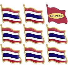 12/24/50/100Pcs Thailand Flag Lapel Pins Bulk - Metal Thai Brooch Badge Souvenir For Men Women Clothes Bags Hats
