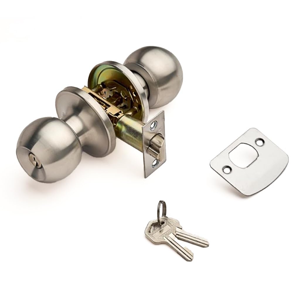 Designer Levers Satin Stainless Steel - Entrance Door Knob Set 60/70Mm
