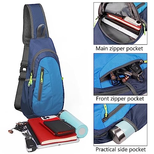 TITECOUGO Sling Bag Small Backpack for Men Women Shoulder Bags Gym Cross Body Running Rucksack Work Healthy Back Bag Chest Bags Crossbody Backpacks Daypack Camp Day Packs Sports Lightweight Navy Blue - Image 2