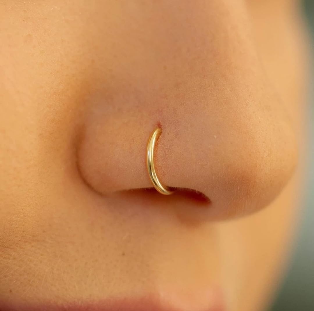 House Of Common Gold-Plated, Rhodium Plated Brass, Metal, Alloy, Stone Nose Ring Gold