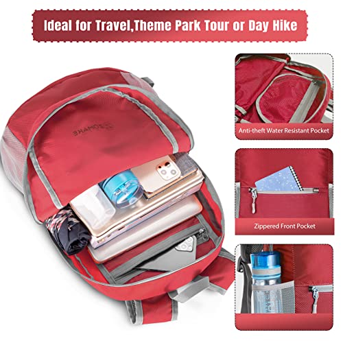 Image of ZOMAKE Ultra Lightweight Hiking Backpack 20L, Packable Small Backpacks Water Resistant Daypack for Women Men(Bright Red)