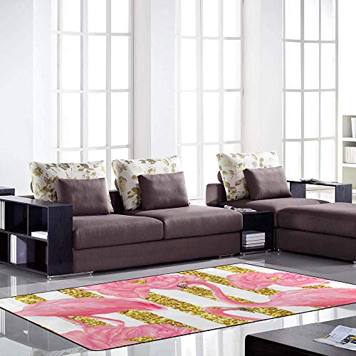 Tapis en velours doux flamant rose extensible lavable
