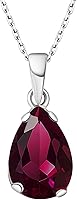 Vista 46 de 925 Sterling Silver Gemstone Necklace - Gemstone Teardrop Necklace - Birthstone Necklace for Women Silver - Pear Gemstone Pendant - Silver Jewelry
