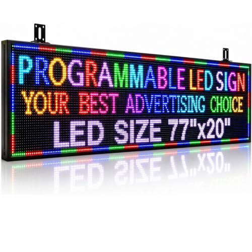 Image of P10(77 inch*20 inch) Outdoor Open Programmable Scrolling Led Sign Custom Wifi Led Signs For Wall Digital Signage Message Board Business Signs Board For Outside Advertising Sign Screen Panel