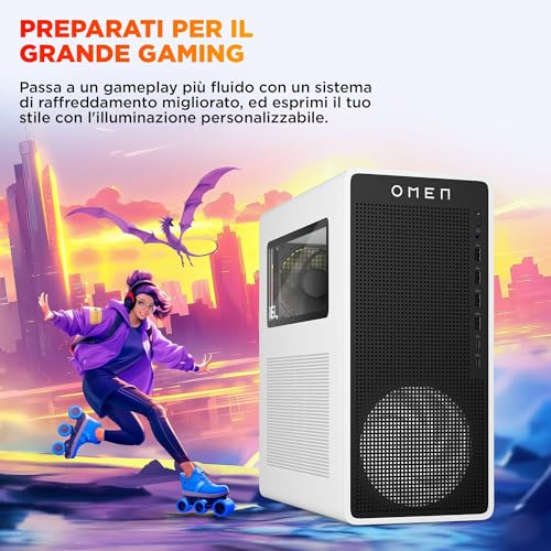 OMEN 16L TG03-0005sl, Desktop Gaming, Intel Core Ultra 7 265F, Intel Evo Edition, 32GB RAM, 1TB SSD, NVIDIA RTX 5060 8GB, Alluminio, 3 Mesi di PC Game Pass Inclusi, Windows 11, Bianco - PC Desktop - Immagine 6