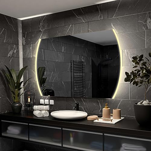 Alasta Baltimore Miroir de Salle de Bain LED 190x50 cm – Miroir Mural avec Lumière Neutre