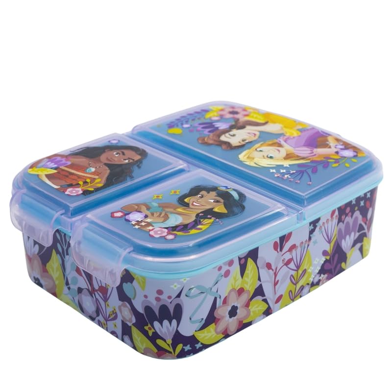 Image of STRIDERS Multi Compartment Rectangular Sandwich Box for Kids - Princess Courageous Heart Lunch Box | Leak-Proof, BPA-Free & Reusable School Tiffin for Girls XL