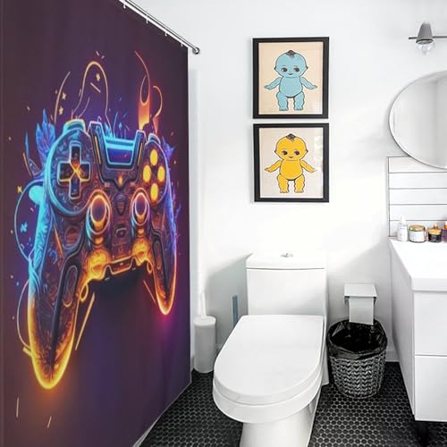 Rideau de douche rideaux douche lavable imperméable polyester 183x183cm gamer