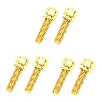 KampTrade 6 Pieces Fixed Gear Bicycle Handlebar Stem Screw Bolt Washer M5x20 Gold